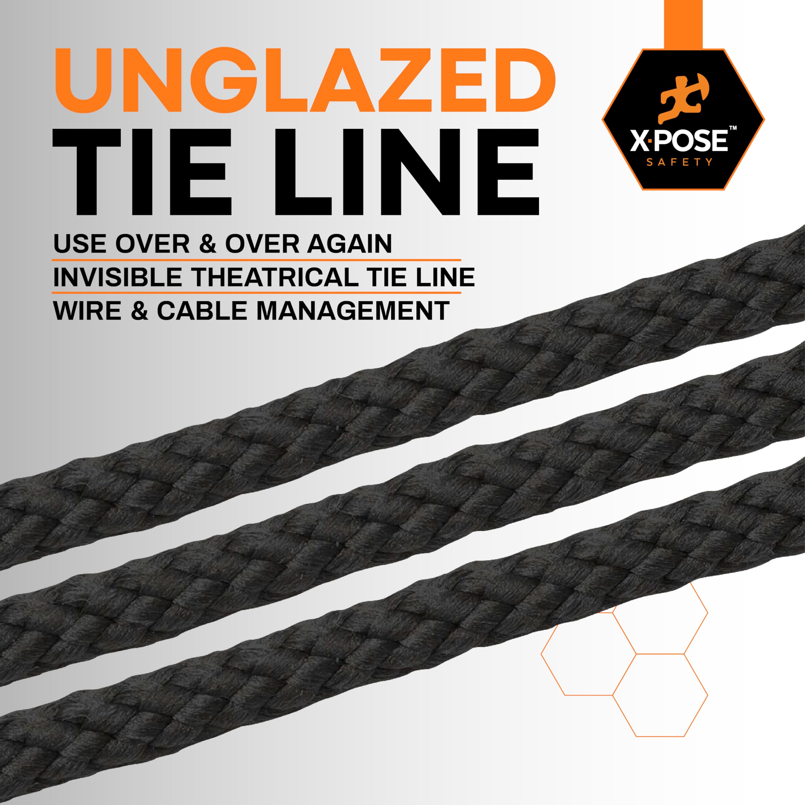 Xpose Safety white unglazed trickline rope blending with light setups