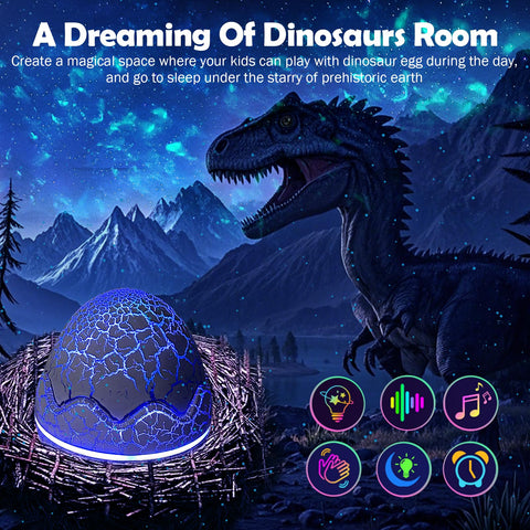XQBX Dinosaur Egg Galaxy Projector with nebula glow in kids room