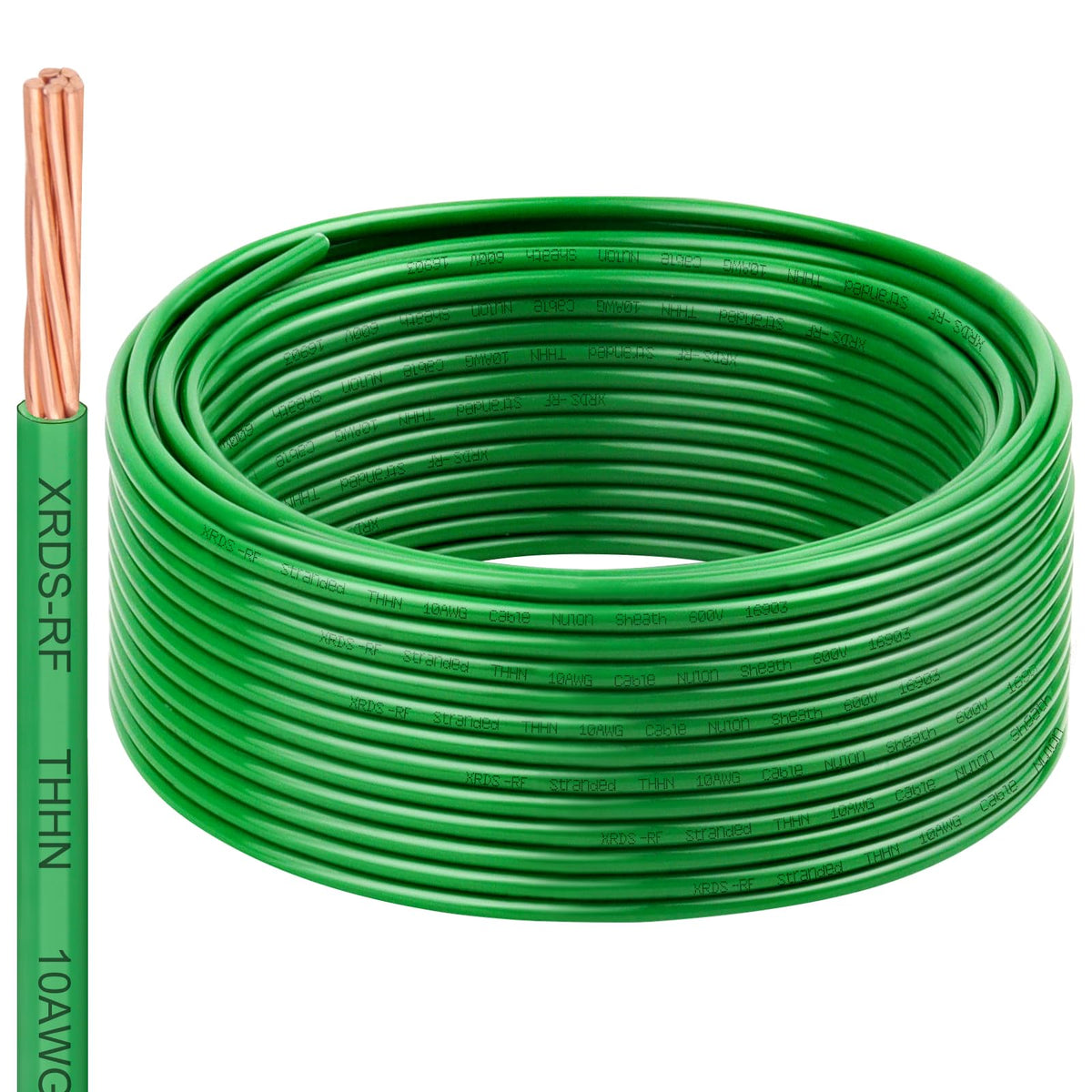 XRDS-RF 10 AWG THHN grounding wire 50ft green for reliable panel wiring.