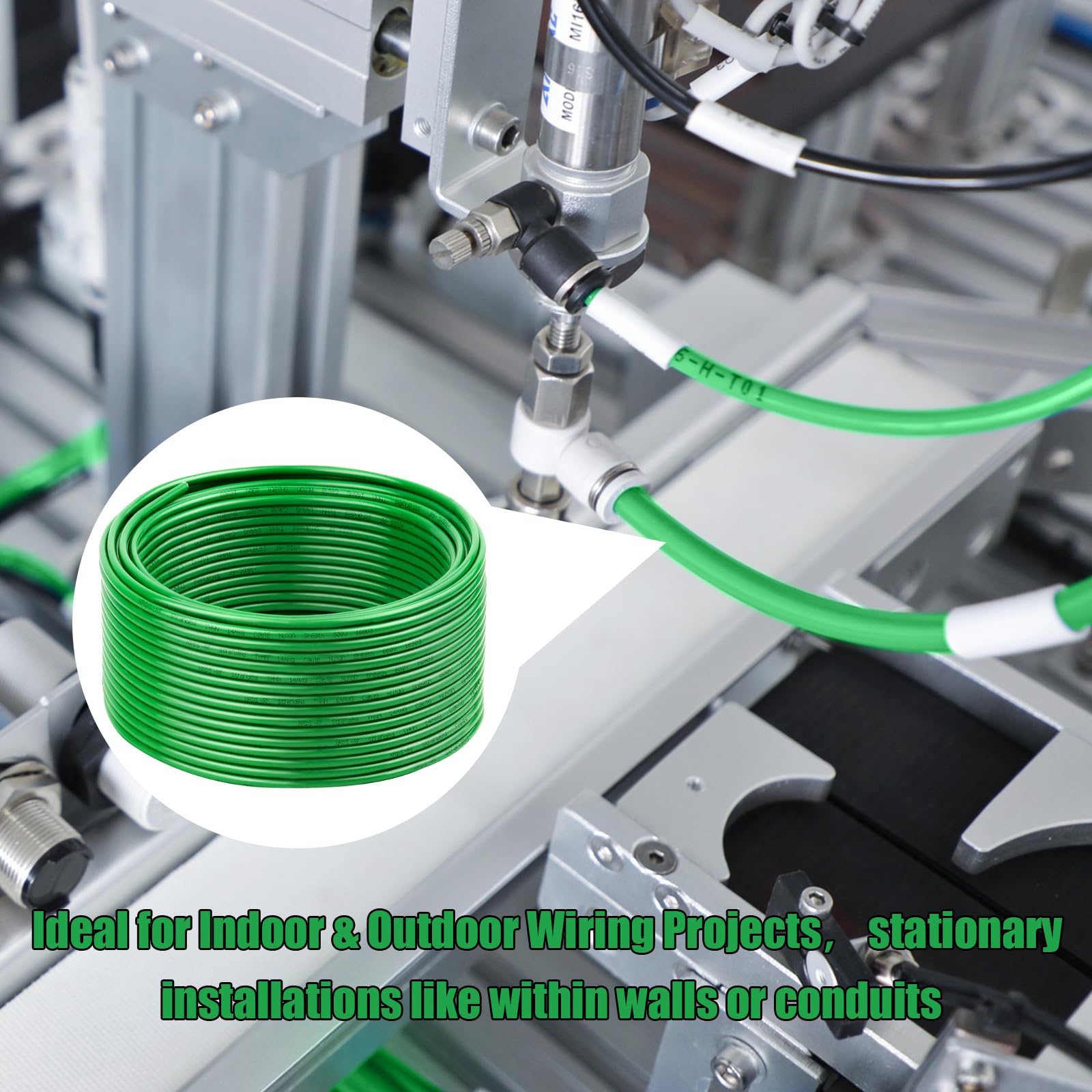 XRDS-RF weather-resistant grounding wire 50ft green suitable for indoor and outdoor panels.