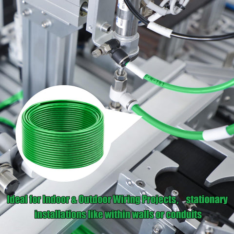 XRDS-RF weather-resistant grounding wire 50ft green suitable for indoor and outdoor panels.