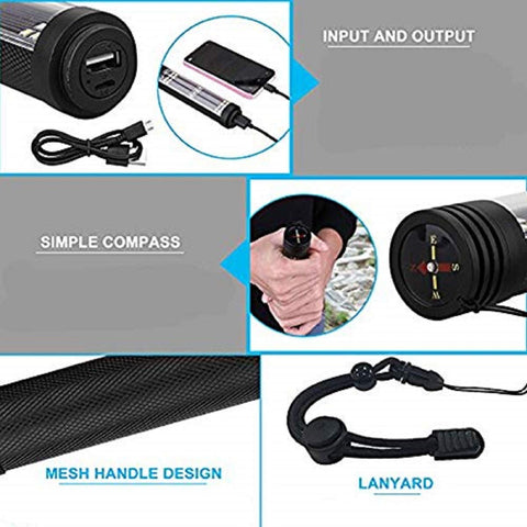 XREXS solar USB LED flashlight magnet mount for hands-free car use