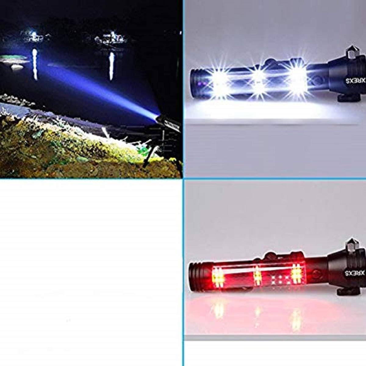 XREXS solar USB LED flashlight window breaker for vehicle safety