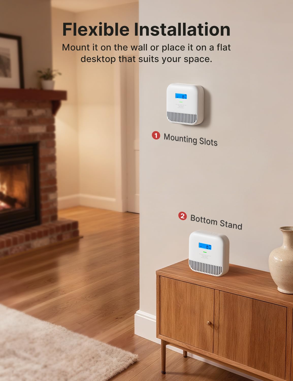 X-Sense CO detector LCD display provides real-time readings at a glance