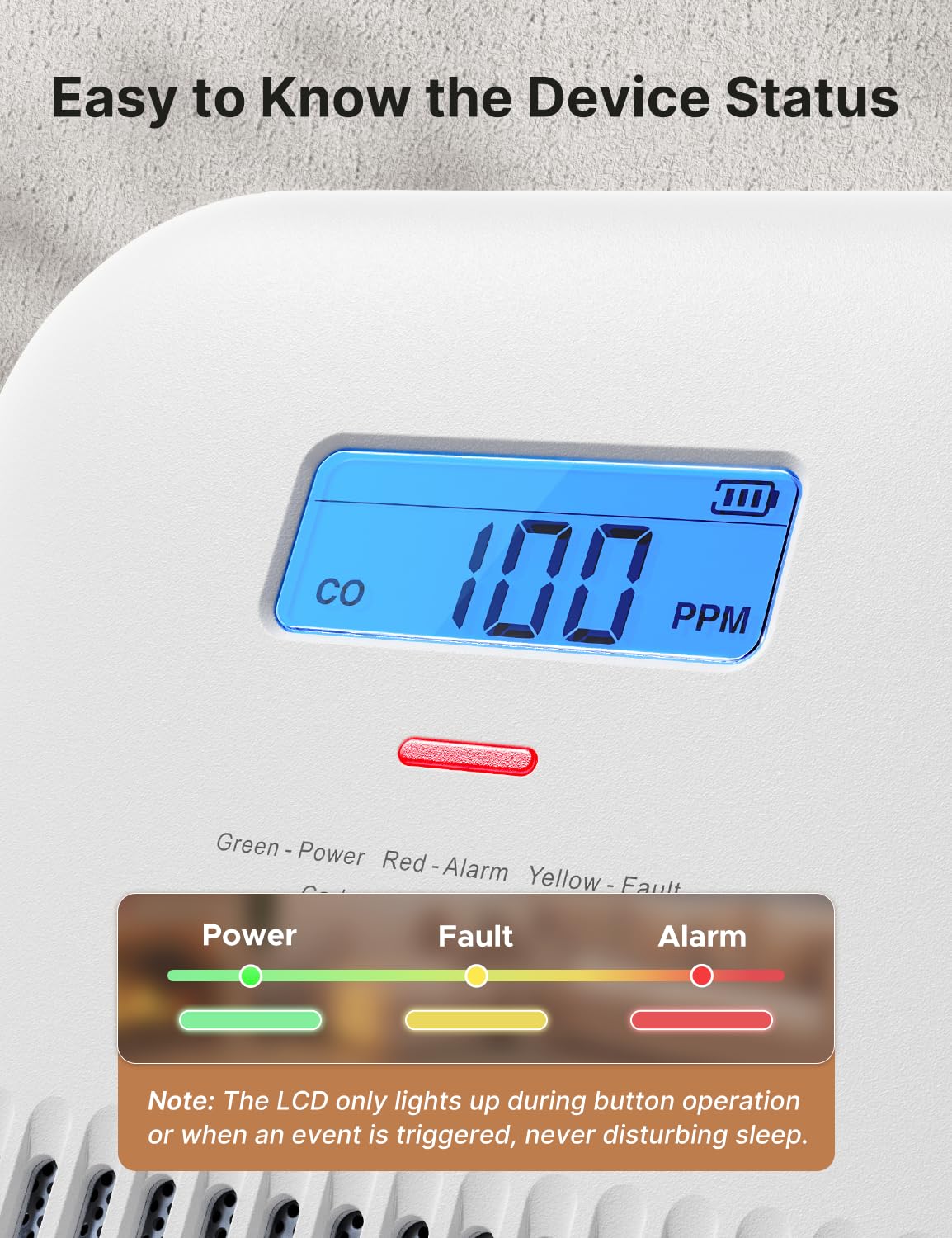 X-Sense CO detector tri-color LED indicators clearly signal status