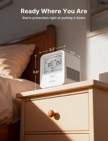 X-Sense Radon Detector battery compartment illustrating long-life power