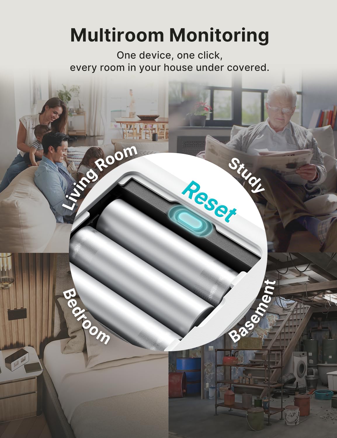 X-Sense Radon Detector display lit, showing real-time readings