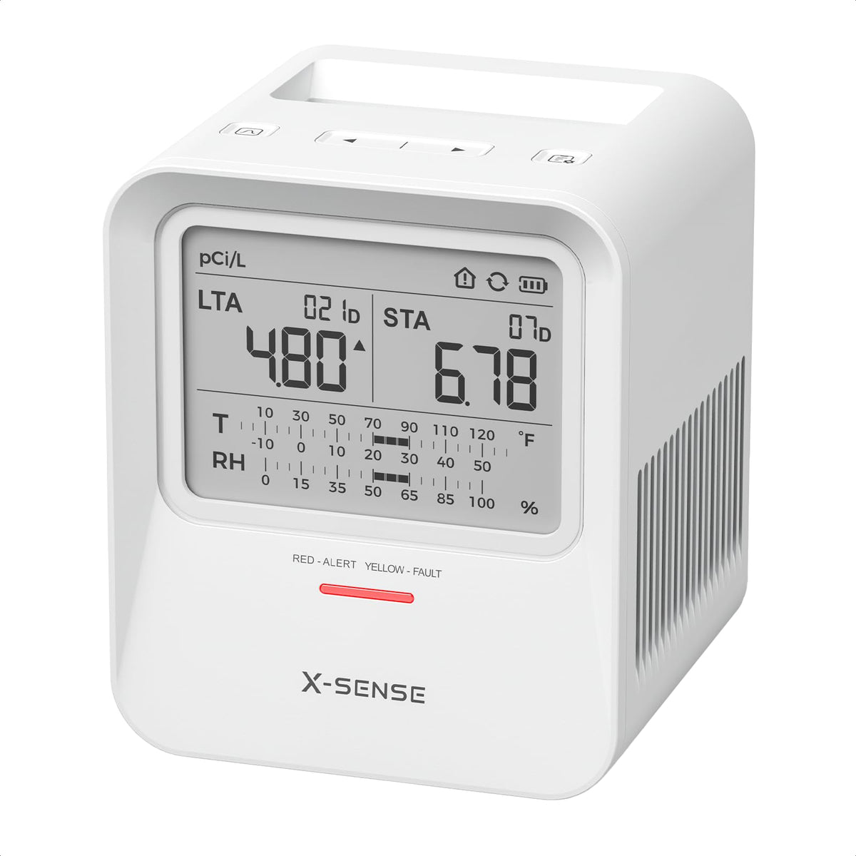 X-Sense Radon Detector front view, compact and easy to place