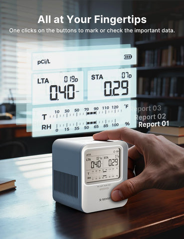X-Sense Radon Detector in a living room for monitoring