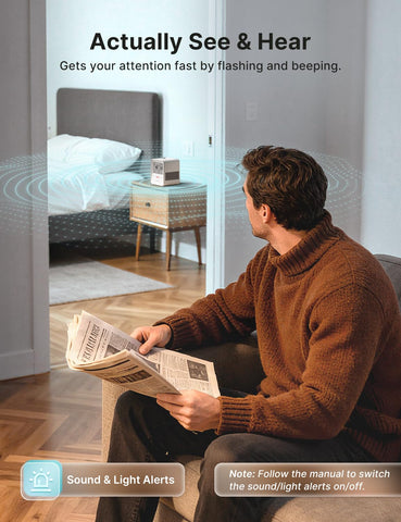 X-Sense Radon Detector top view with accessible controls