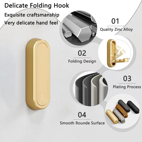 XSGTZMJ folding coat hooks gold folded position demonstrates compact storage