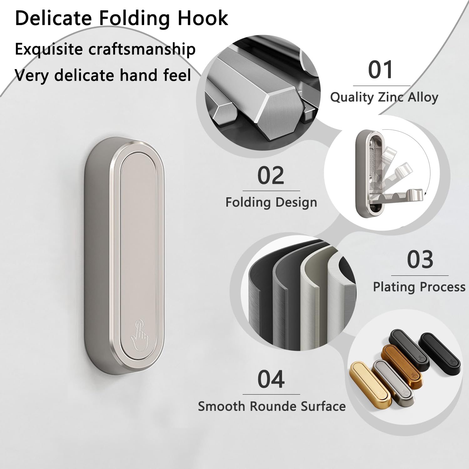 XSGTZMJ folding coat hooks zinc alloy silver, space-saving in a compact entryway