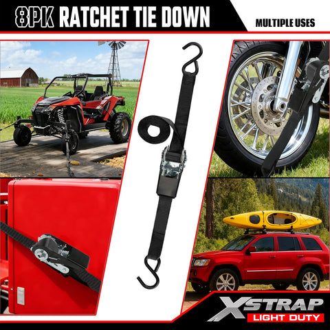 XSTRAP STANDARD ready for use on boats, trailers, roofs, and trips.