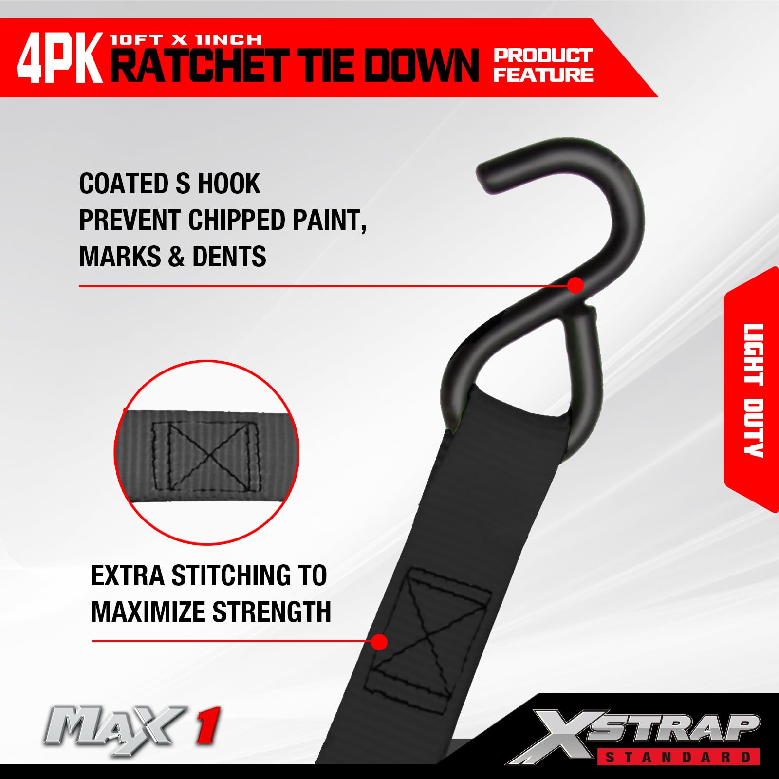 XSTRAP STANDARD 10 ft webbing adapts to large or small loads.