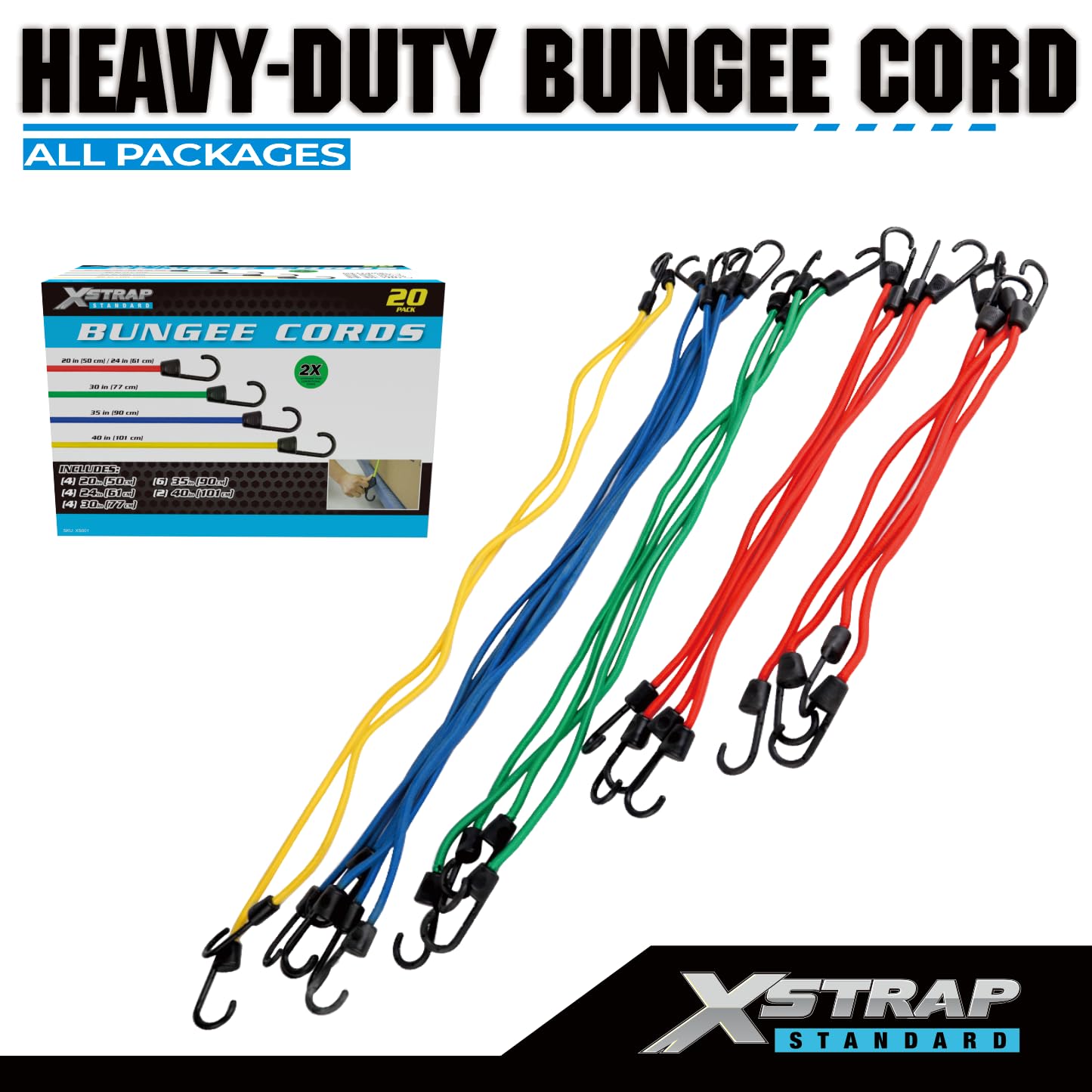 XSTRAP STANDARD 24-inch bungee with hooks for reliable cargo restraint.
