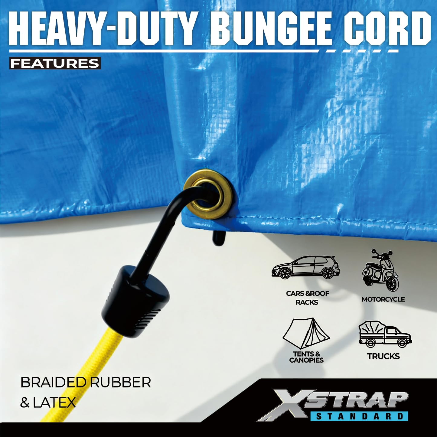 XSTRAP STANDARD 35-inch bungee with hooks provides versatile tie-down options.