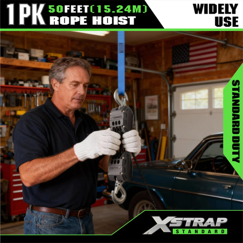 Compact portable design of XSTRAP STANDARD for garages and camps