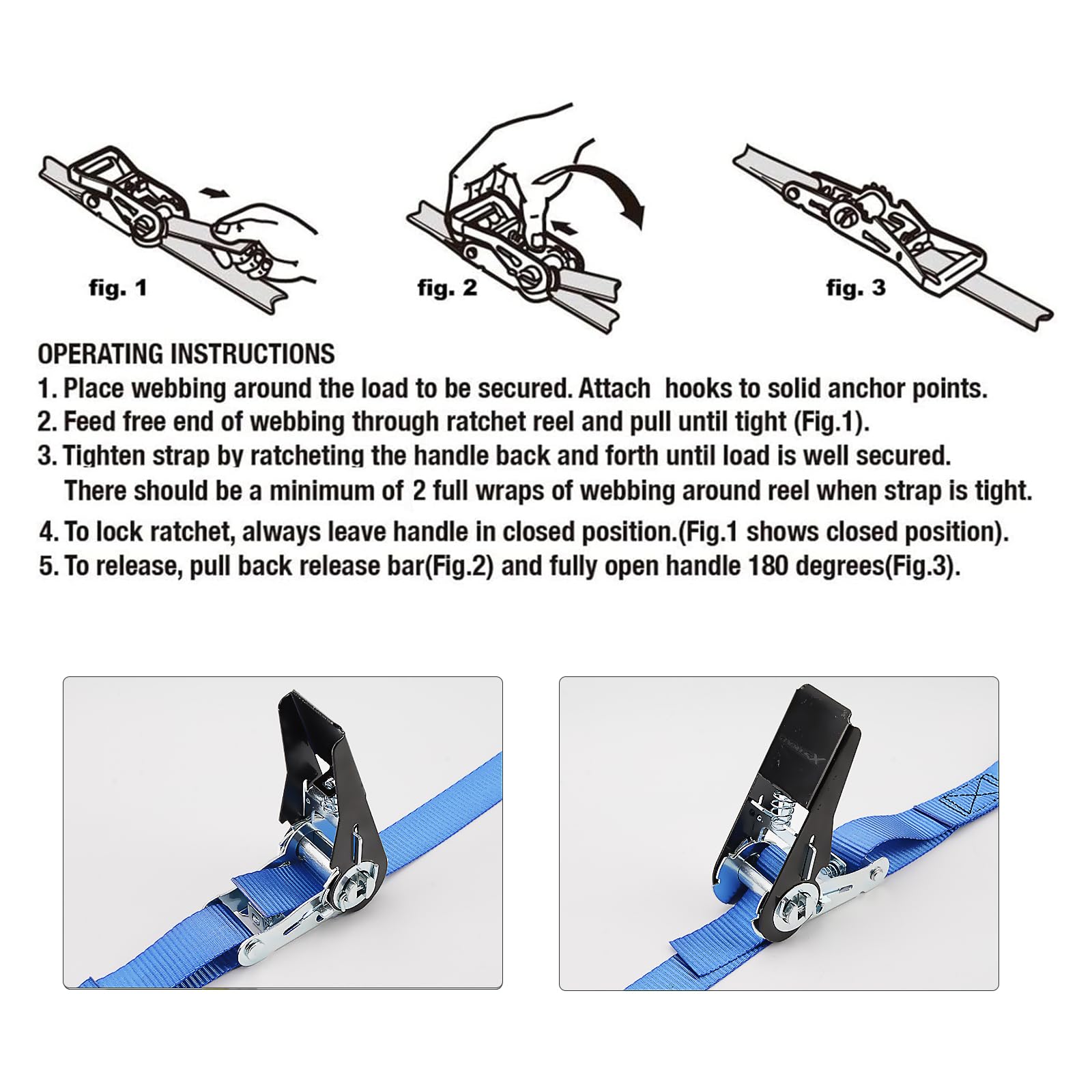 XSTRAP STANDARD quick-release ratchet for easy tightening and release.