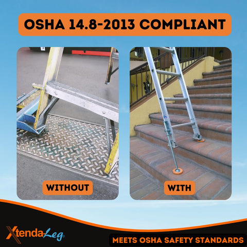 Xtenda-Leg on uneven ground creates a reliable base for work.