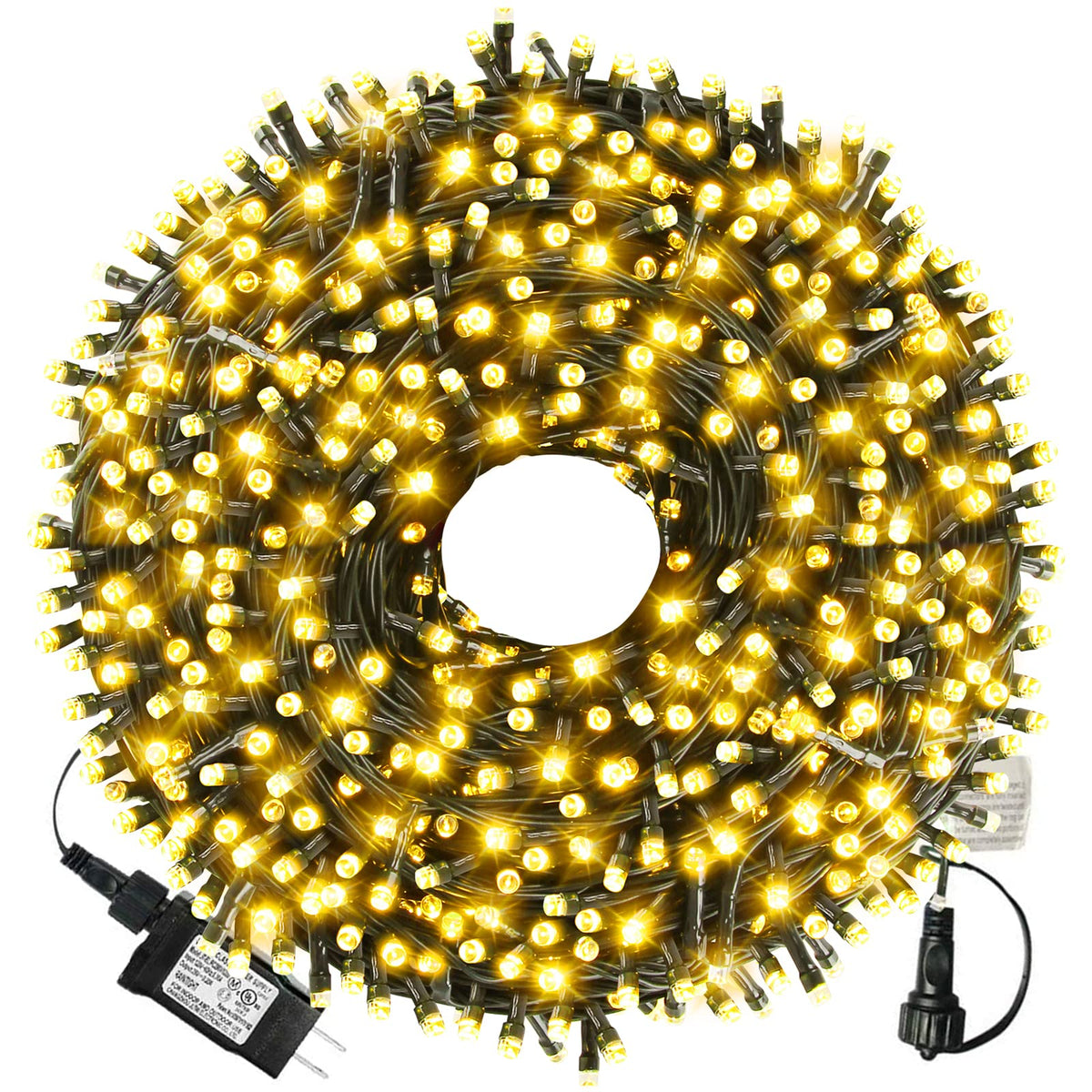XTF2015 105ft 300-LED string lights with end-to-end connectivity for expansive outdoor or indoor warmth.