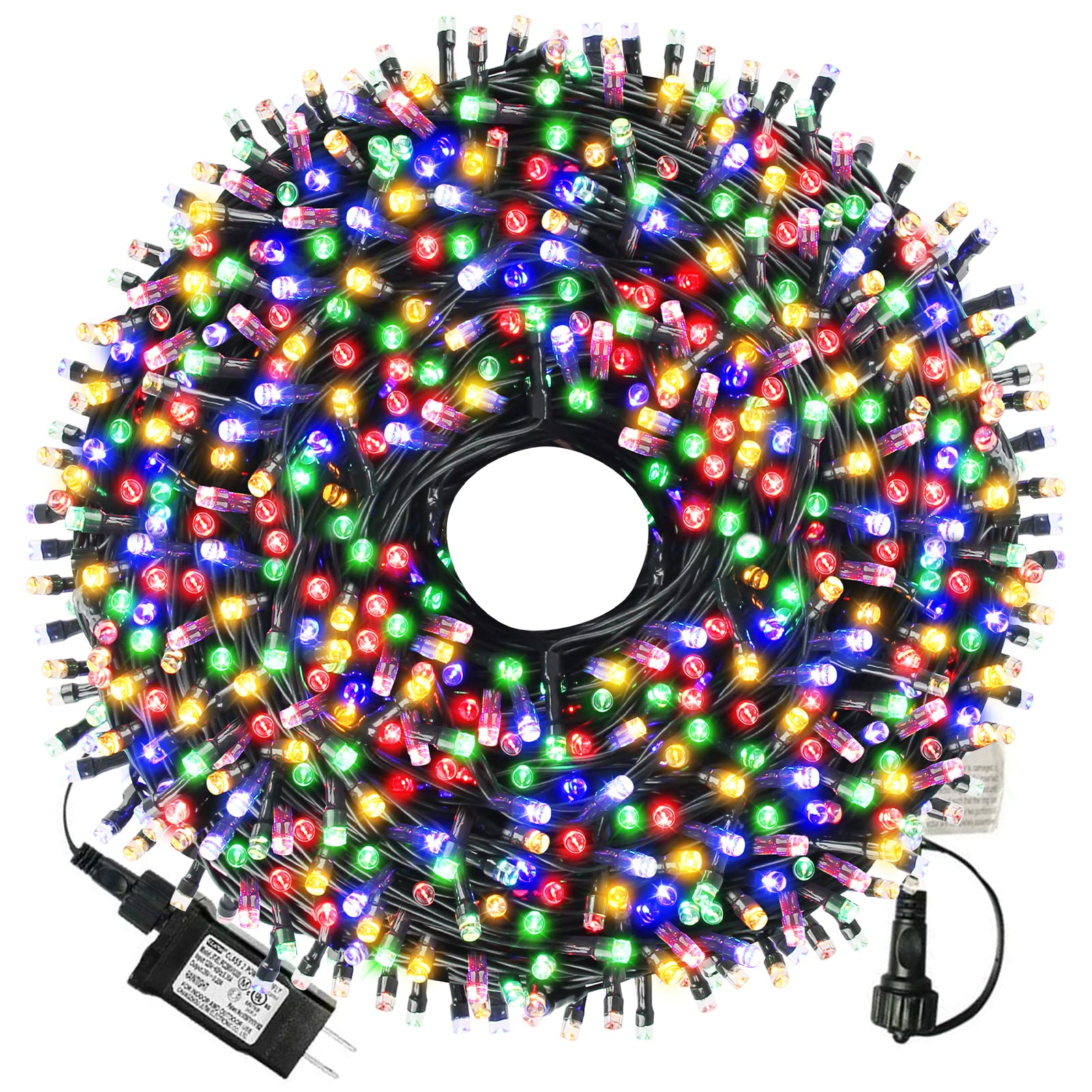 XTF2015 105ft 300LED string lights lighting an outdoor tree with a warm glow