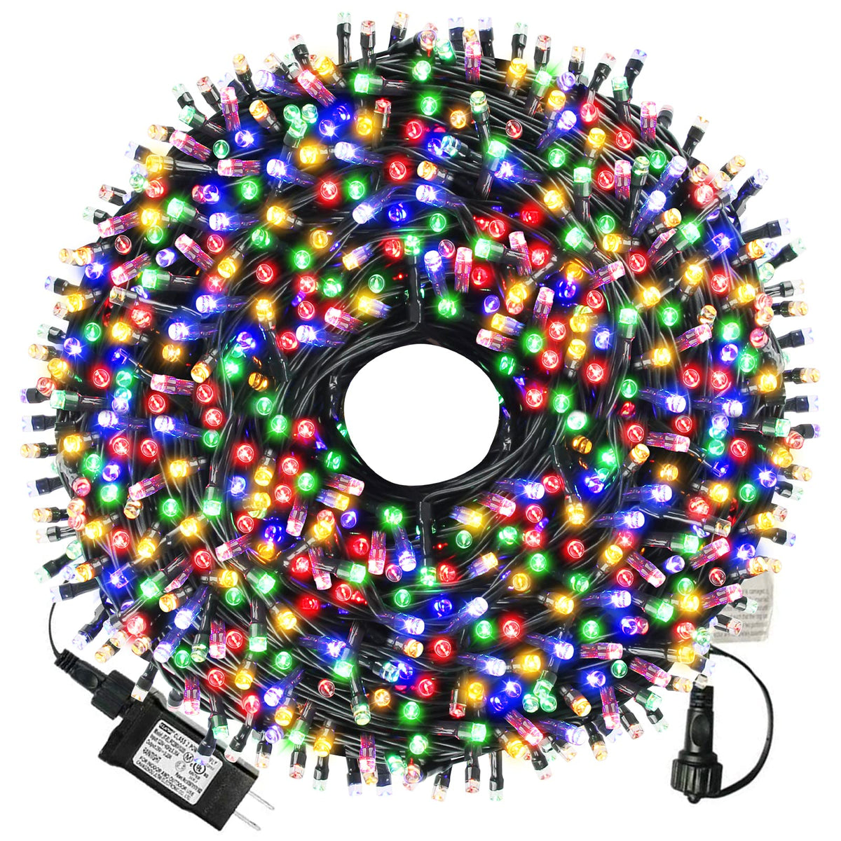 XTF2015 105ft 300LED string lights lighting an outdoor tree with a warm glow