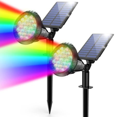 XTGTP solar color spot light mostrando cycle de color para iluminar caminos por la noche