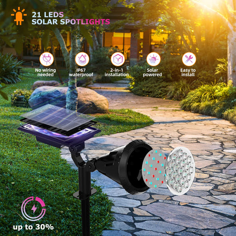 XTGTP solar color spot light con siete colores fijos para iluminación de patio