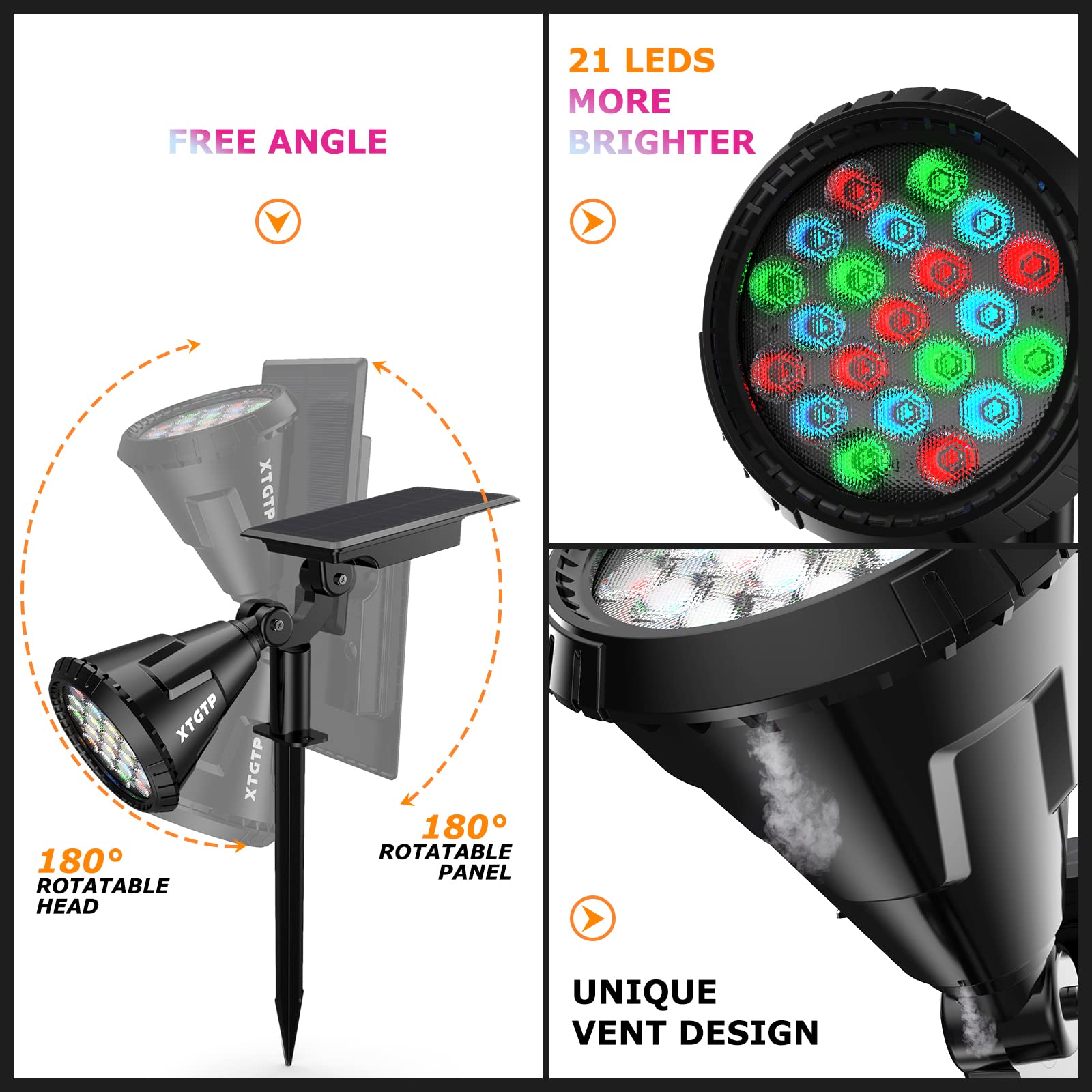 XTGTP solar color spot light panel solar 1.5W para alta eficiencia