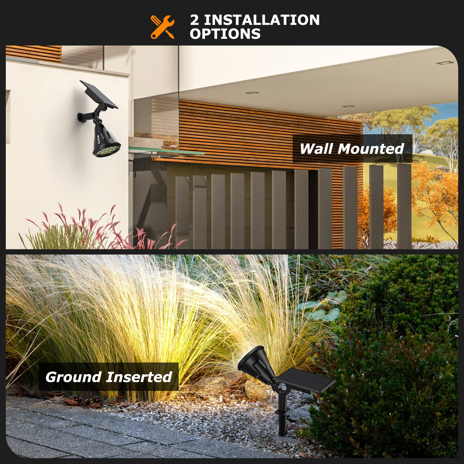 XTGTP solar panel 1.5W charges quickly for ready outdoor lighting.