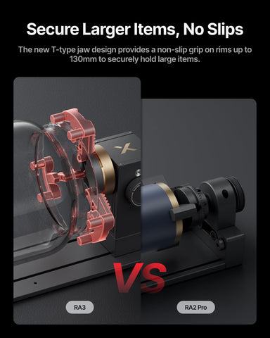XTool RA3 130mm chuck for larger items enabling full-wrap engraving