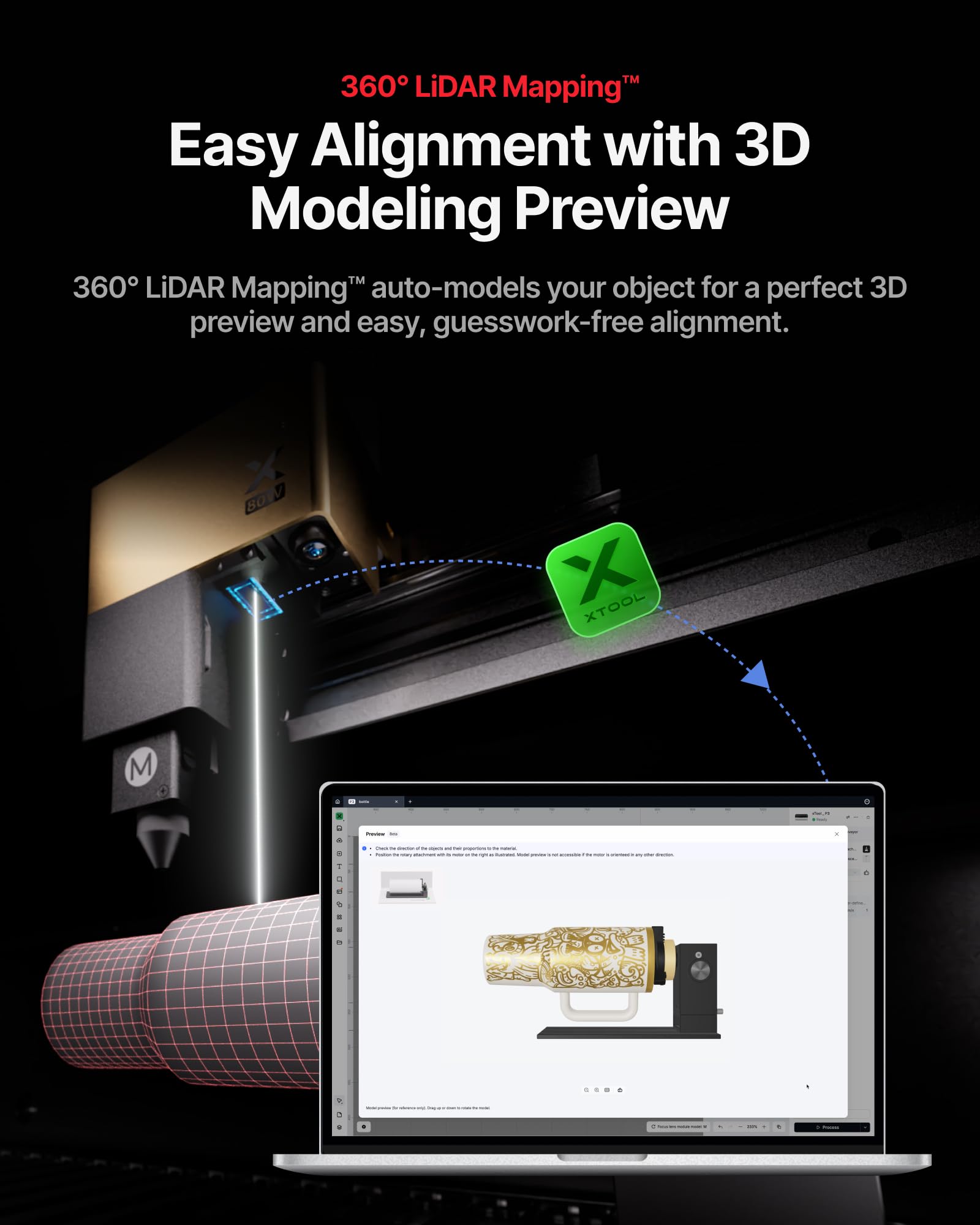 XTool RA3 sphere attachment engraving rounded objects with ease