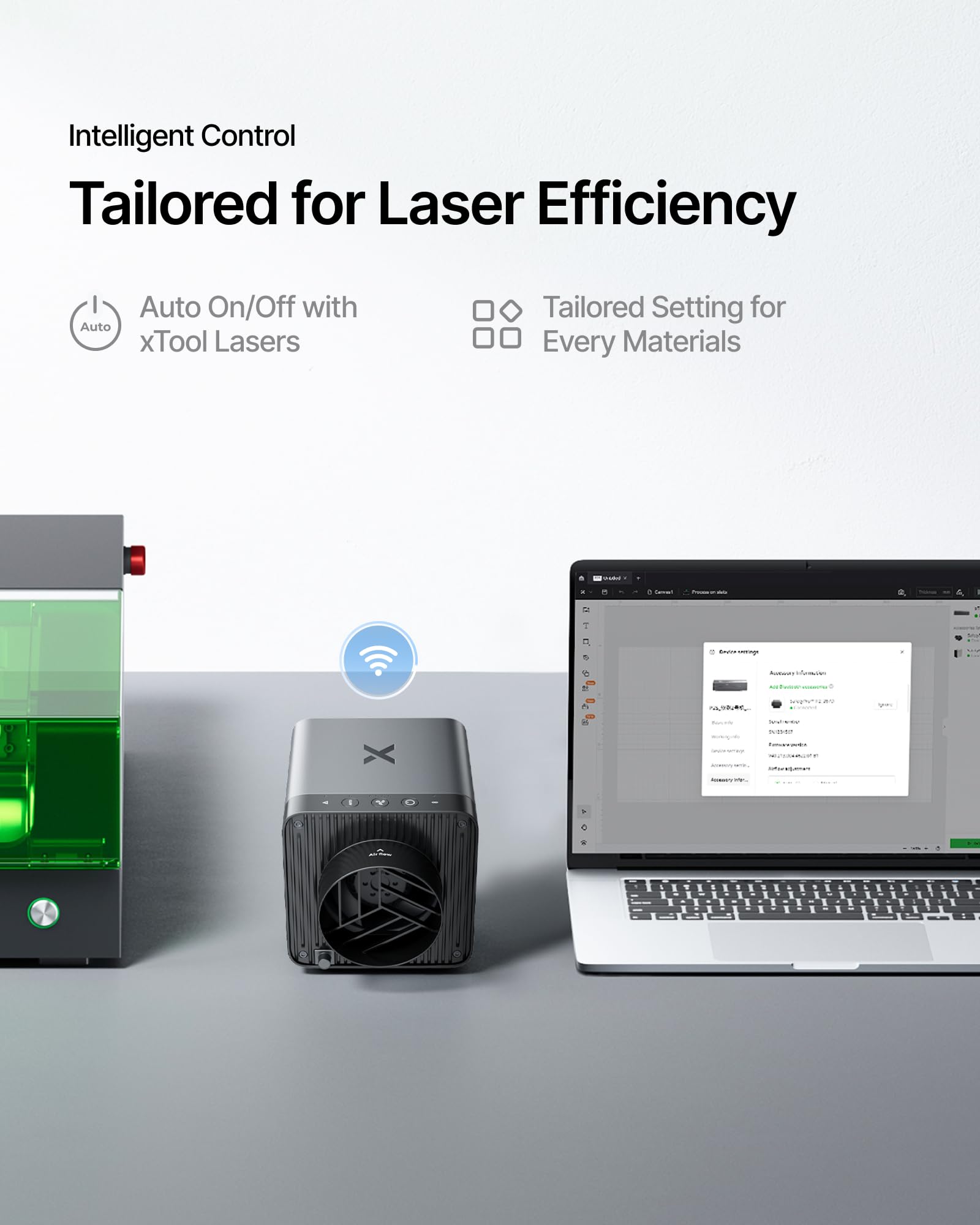 xTool SafetyPro IF2 laser-smoke optimized design improves workspace safety.