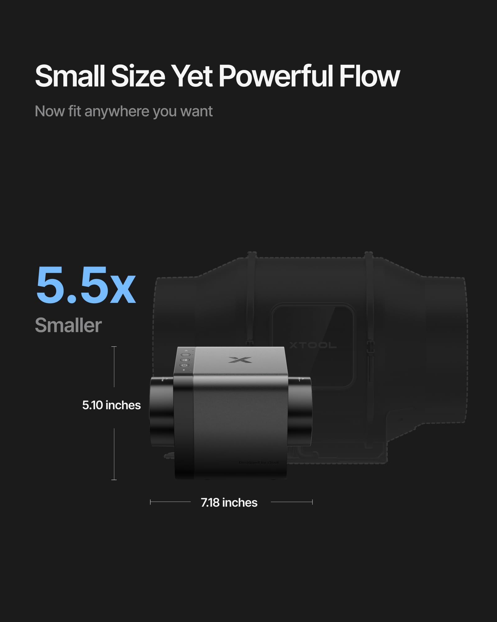 xTool SafetyPro IF2 1300Pa pressure ensures strong suction in compact size.