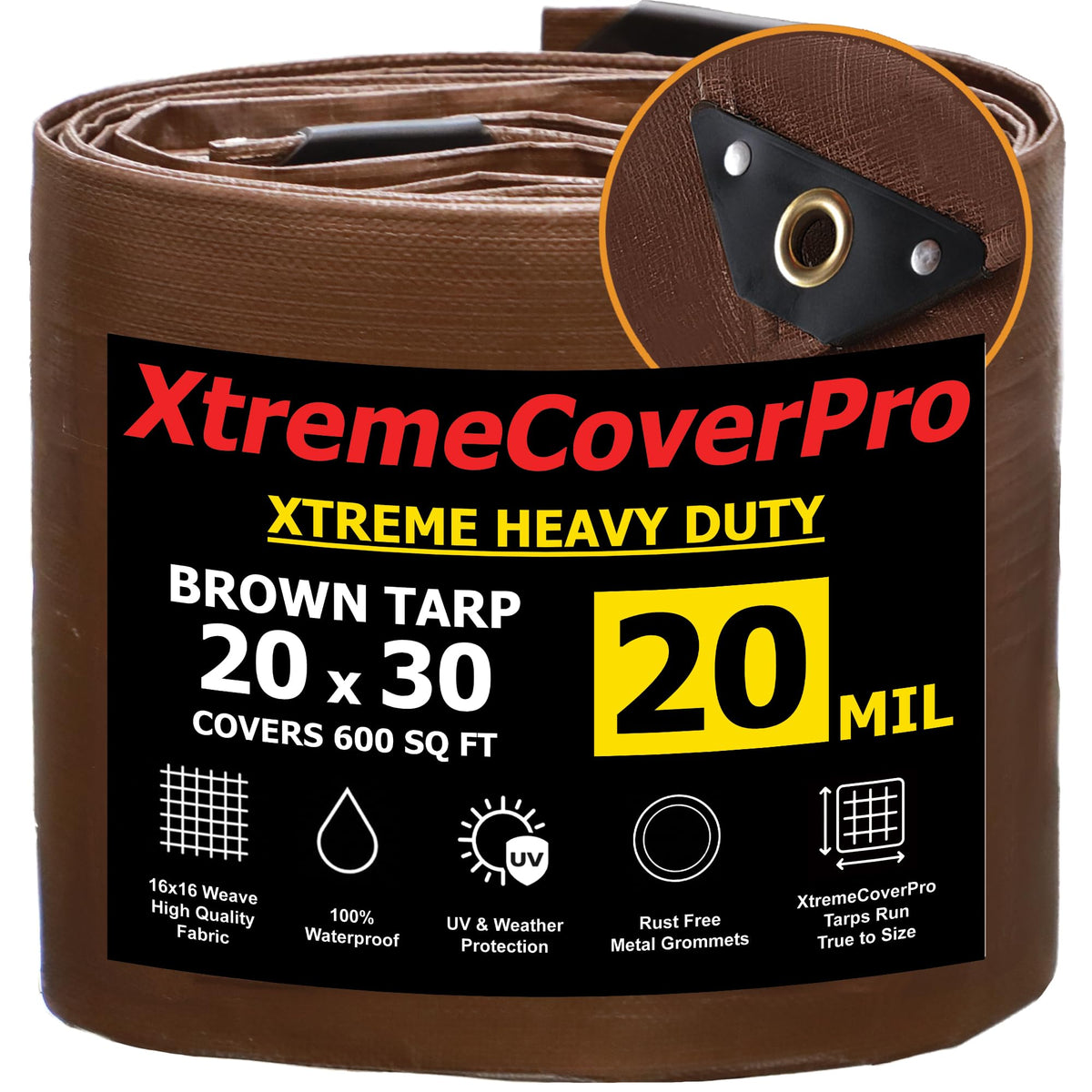 XTREMECOVERPRO 20x30 brown tarp shielding outdoor gear