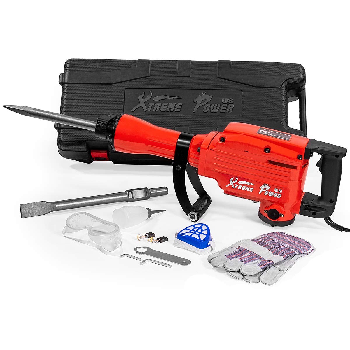 XtremepowerUS demolition hammer breaking concrete with high impact efficiency