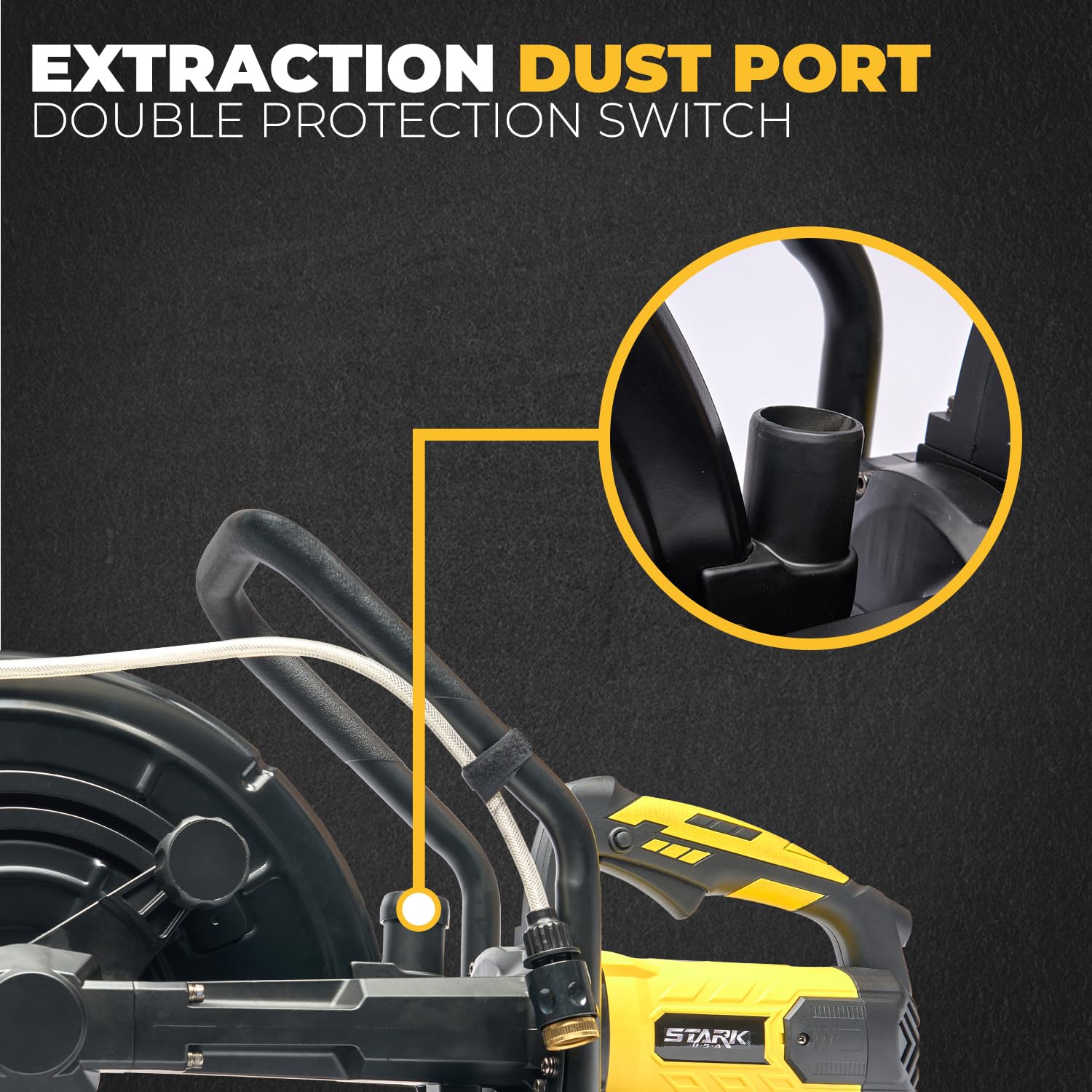 XtremepowerUS dust management system reduces airborne dust during cuts.