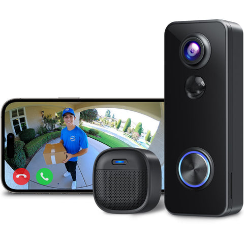 XTU Battery Doorbell with 180° view for full entryway monitoring and quick responses.