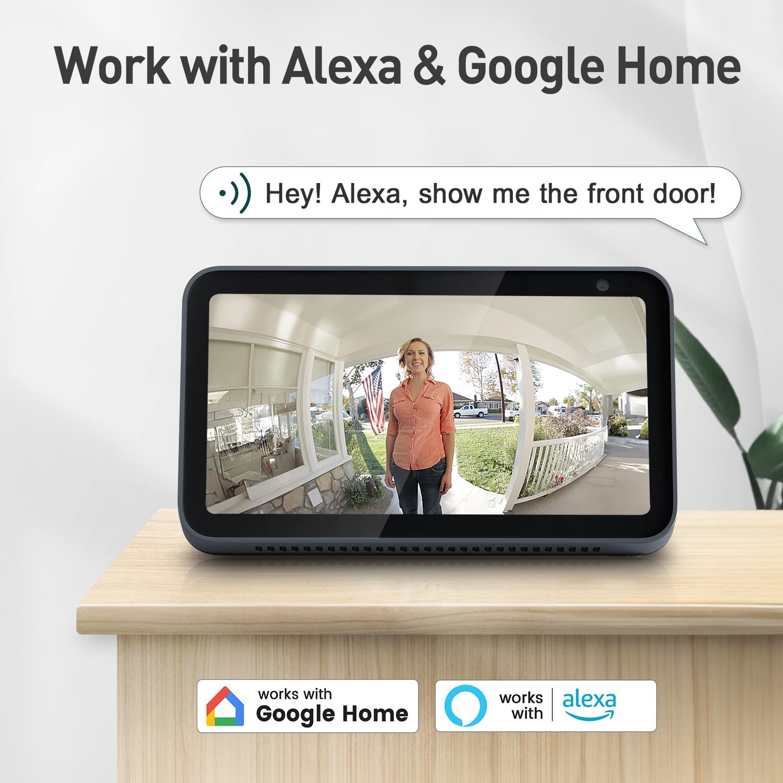 XTU doorbell camera integrates with Alexa and Google Assistant for smart control.