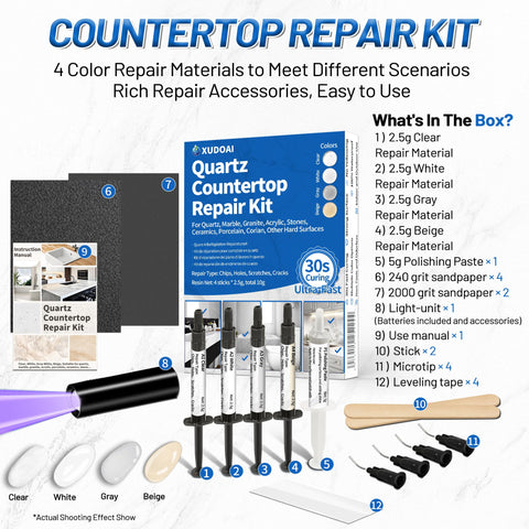 XUDOAI Quartz Repair Kit Beige color match for warm countertops