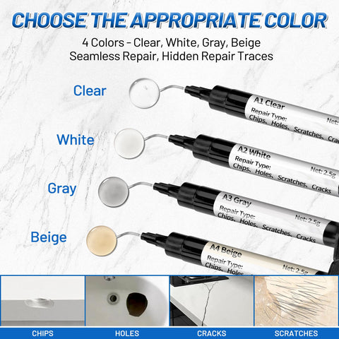 XUDOAI Quartz Repair Kit White color match blends with light surfaces