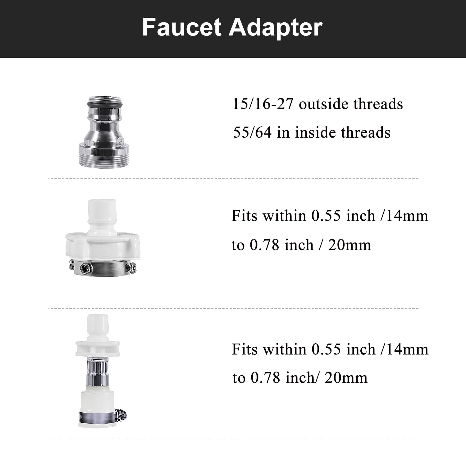 XUESNOF dual adapters for sink and washer compatibility.
