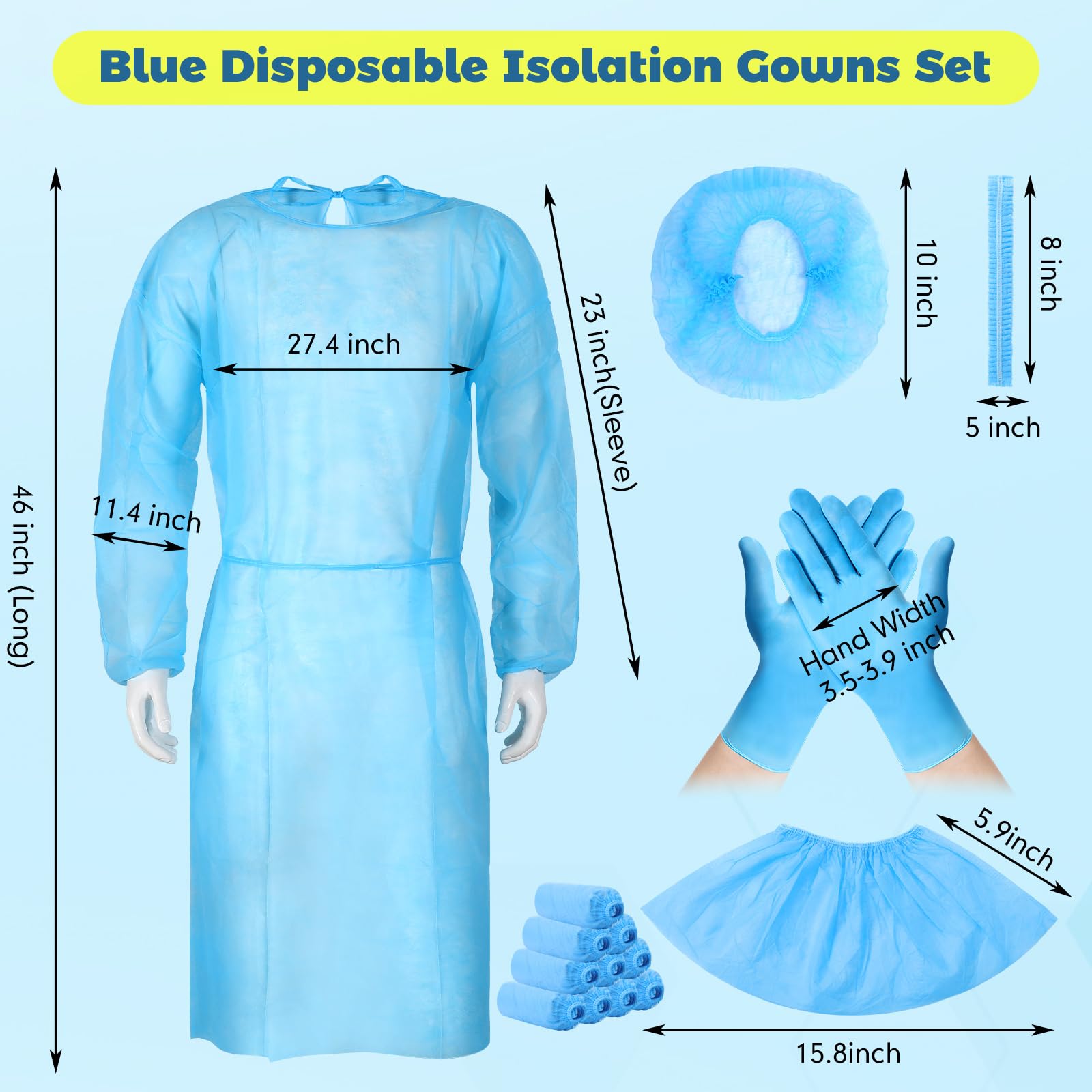 Xuhal bouffant cap with elastic band fits securely during procedures.
