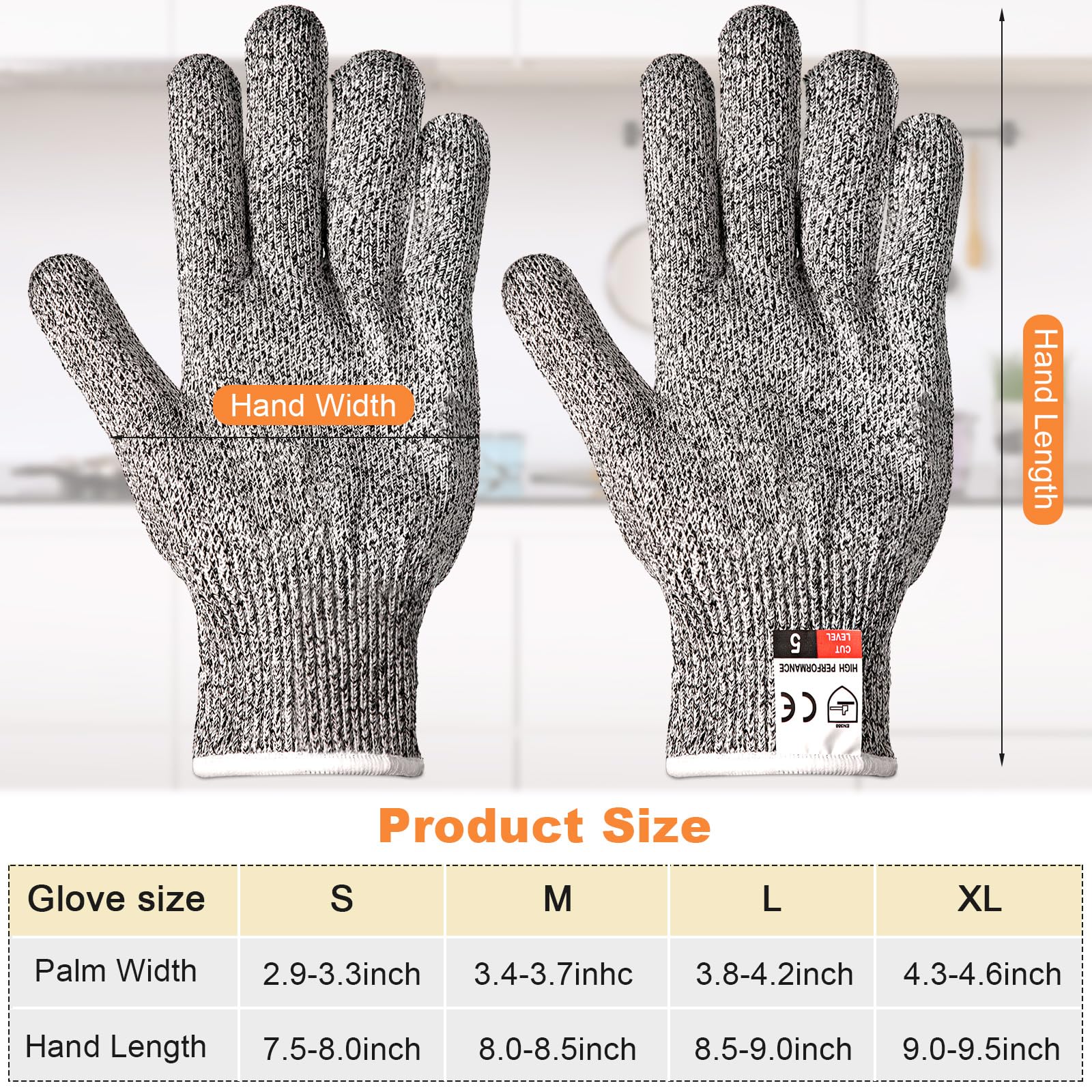Xuhal Cut-Resistant Gloves Non-Slip Grip improve control during prep.