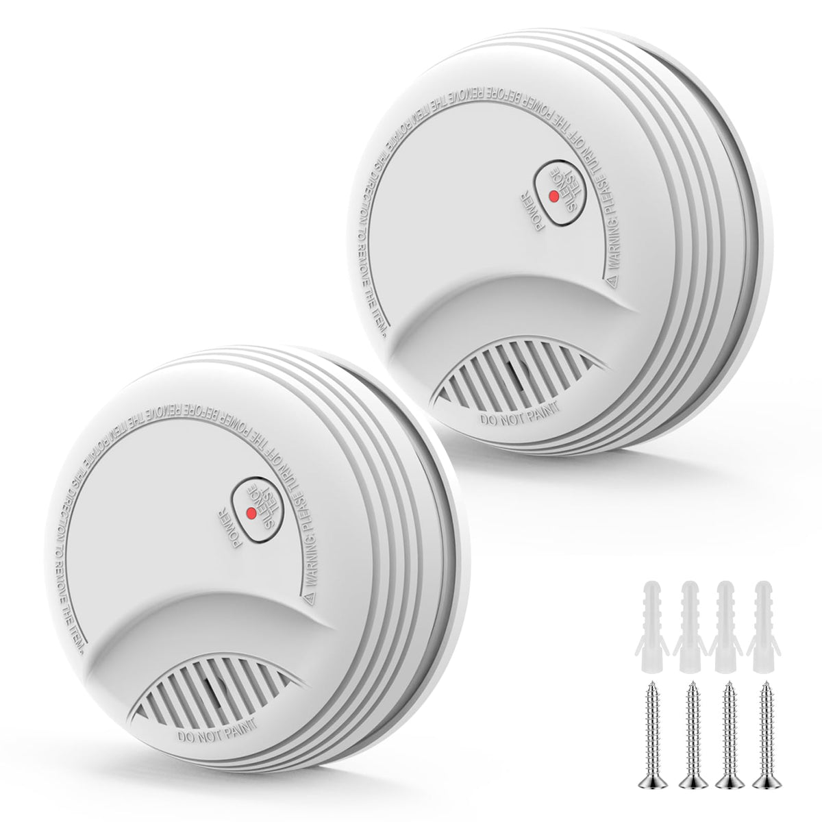 XUK 2-pack smoke detectors front view with LED alert