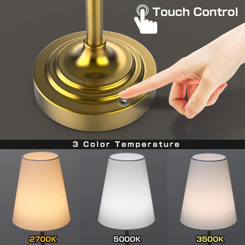 Xumemall lamp showing built-in rechargeable battery for wireless use.