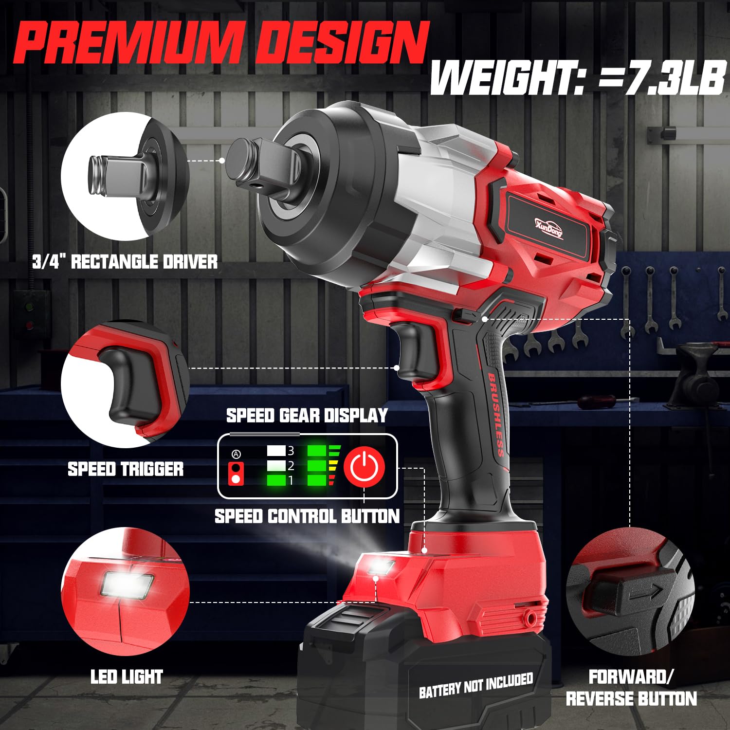 XunDong ergonomic, vibration-damped grip reduces fatigue during long sessions.