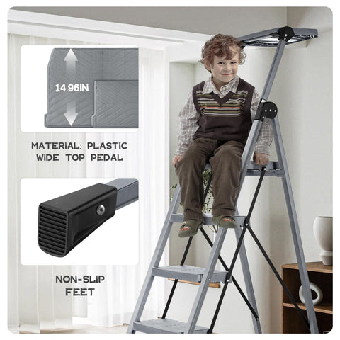 XinSunho 4-step ladder folded size fits conveniently in tight closets