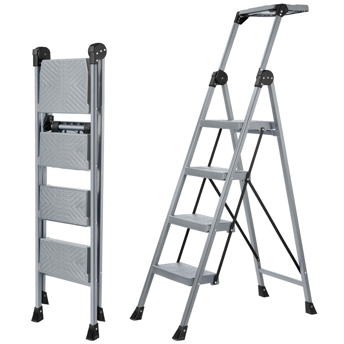 XinSunho 4-step ladder folding design for compact storage and quick use