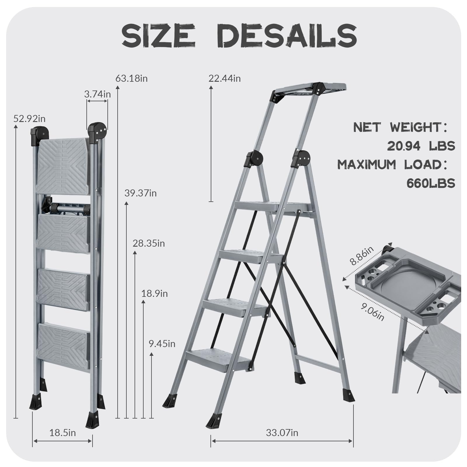 XinSunho 660 lb capacity supports a range of household tasks